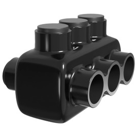 OhLectric Black Insulated Multi Cable Connectors with 3 Wire Ports - Dual Entry Polaris Connector - Vinyl Coated Wire Connector for CU9AL Wires - OL-87915