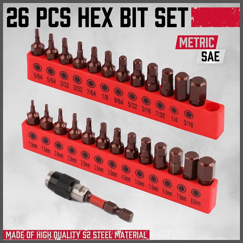 Premium 25-Piece Allen Key Drill Bit Set - Durable Allen