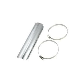 Partuto Universal Motorcycle Exhaust Pipe Heat Shield Curved Motorbike Heat Insulation Cover, 226x60mm, Durable, Stainless Steel, Silver Tone, 1 Set Replacement