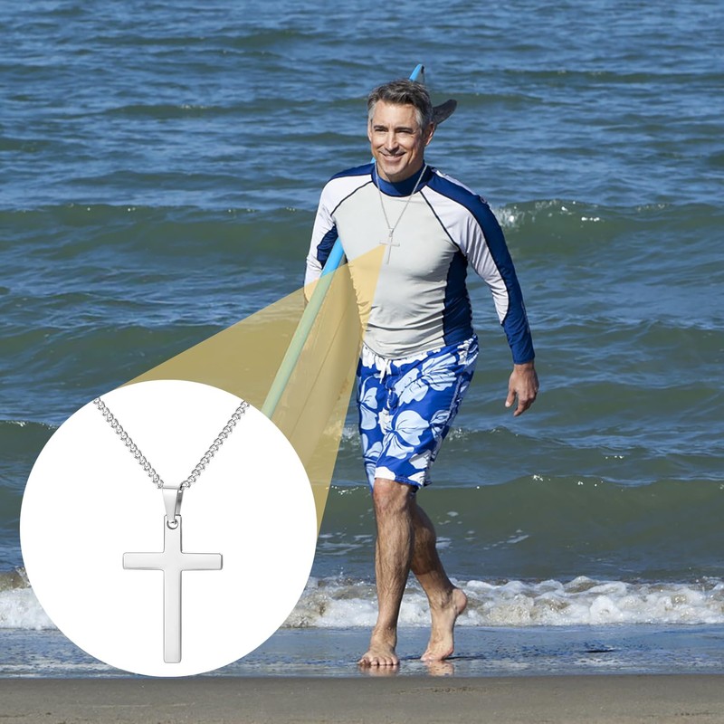 Maykafay Men's Cross Necklace with 60 cm Chain