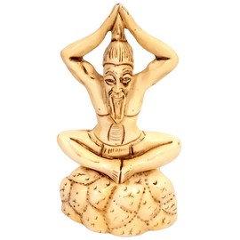 Purpledip Resin Statue Yoga Guru in Bhadrasana or Butterfly Stretch Exercise Pose: Stone Finish Decor Gift (11786A)