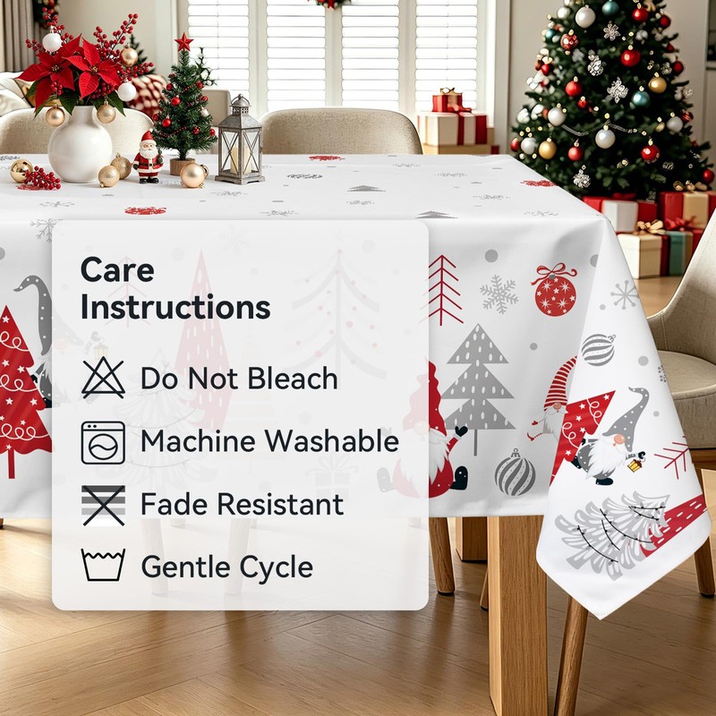 hometrixx Christmas Snowflake Gnome Rectangle Table Cloth Cover 140x220cm