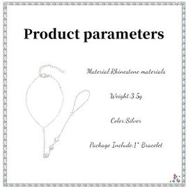 GAUEIOUR Rhinestone Hand Chain Bracelet,3 Exquisite Diamond Studded Women's Bracelets,Fashion Simple Water Diamond Fine Chain Finger Bracelet (Silver)