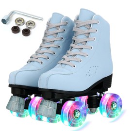 Silvertree Women's Roller Skates PU Leather High-top Roller Skates Four-Wheel Roller Skates Shiny Roller Skates with Carry Bag for Girls (Women's 8 / Men's 6.5)