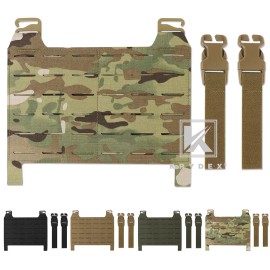 KRYDEX Tactical Laser Cut MOLLE Panel Front Flap Placard Swift Clip 8.3" X 9" - Black / BK