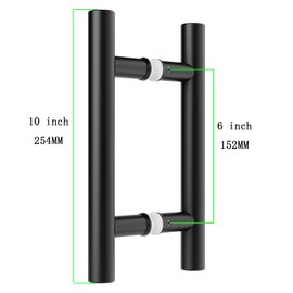 Ranbo Hardware 10" Back to Back 304 Stainless Steel Double Sided Push Pull Door Handle,H Shape Sliding Door Handle,Fit for Glass Door Wooden Door,Brushed Finish