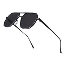 Laurinny Retro Polarized Sunglasses Women Men Oversized Square Vintage Shades Classic Large Aviator Metal Sun Glasses