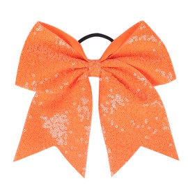 Orange Sequin Bow Hair Clips for Girls Large Red Cheer Hair Bows Glitter Red Hair Bow(D/D1-Type F)