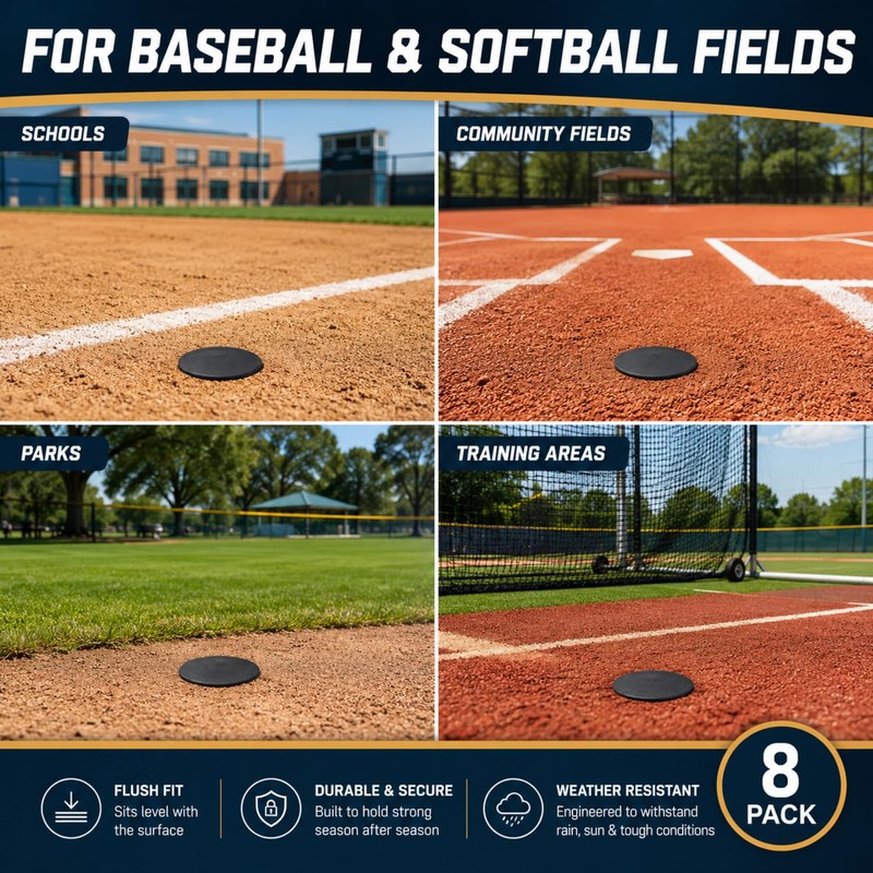 8 Pcs Baseball Base Plugs for Baseball Field, Base Anchors,