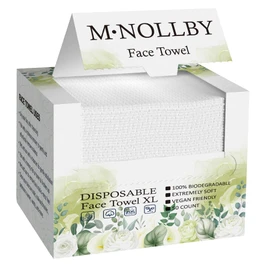 M·NOLLBY Disposable Face Towel Makeup Remover, Biodegradable Clean Large 11 * 12inches XL Extra Soft Thick Washcloths Facial Towels, Bathroom Essentials, Sensitive Skin Care 50Count