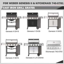 Genesis II E-410 Grill Grates Replacement for Weber Genesis II E410 E-435 S-435 Grill Parts 66097 Grates Genesis 2 GS4 Genesis II & LX 400 Series Cooking Grates SPX-435 Kitchenaid 740-0781 Grid 66089