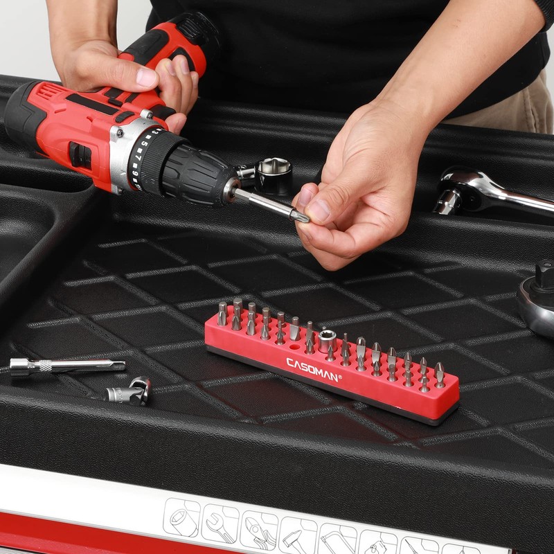 CASOMAN 2PCS 1/4" Hex Bit Organizer with Magnetic Base -
