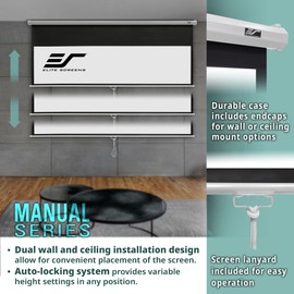 Elite Screens Manual Series, 71-INCH 1:1, Pull Down Manual Projector Screen with AUTO LOCK, Movie Home Theater 8K / 4K Ultra HD 3D Ready, 2-YEAR WARRANTY, M71XWS1