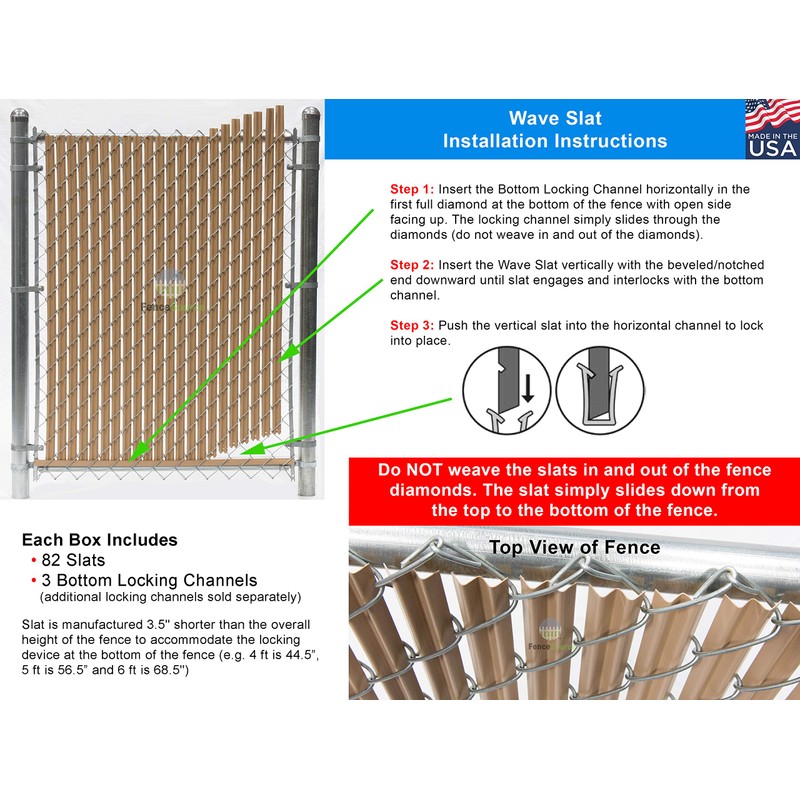 FenceSource Wave Slat (9 Colors) Single Wall Bottom Locking Privacy