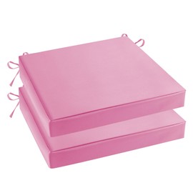 Heavyoff Outdoor Chair Cushions, Waterproof Patio Chair Cushion Set of 2, Square Corner Memory Foam Seat Cushions with Adjustable Ties for Garden, Burgundy, Pink, 20x20x2 Inch