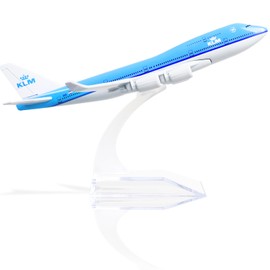 QIYUMOKE Boeing 747 KLM Airlines 1/400 Diecast Metal Airplane Model with Stand Airline Model Aircraft Alloy Display Collectible Model Kit for Aviation Enthusiasts as a Gift