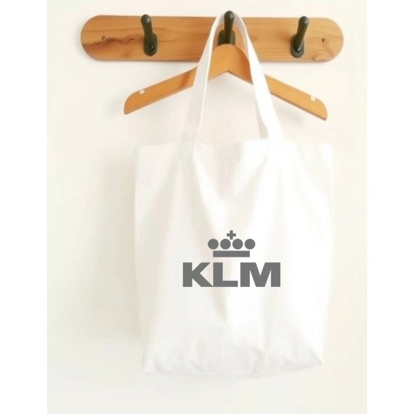 KLM Royal Dutch Airline Gray Logo Retro Canvas Tote Bag