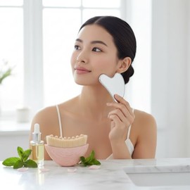Lymphatic Contour Face Brush with Stainless Steel Gua Sha Tool - Lymphatic Face Brushes with GuaSha Tool | Gua Sha Facial Tools | Lymphatic Drainage M