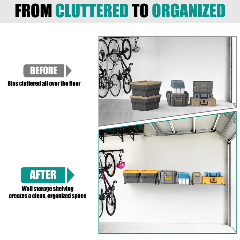 EVERHANGER Wall Mount Garage Storage Shelves, 33in x 24in Heavy