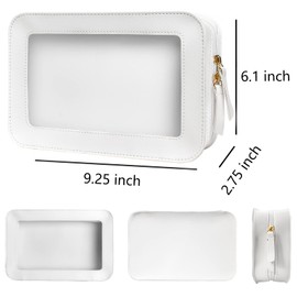 LETGO LETGO Clear Makeup Bags, TSA Approved Toiletry Bag with Zipper, Clear Makeup Organizer Fit Carry-on Travel Essentials,Clear Cosmetic Bags for Women Men (C-Beige)