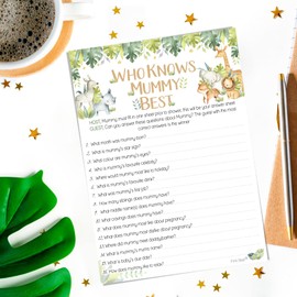 Pink Bee Parties Who Knows Mummy Best - Safari Theme Baby Shower Game - 40 Players