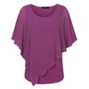 Vafoly Women's Chiffon Loose Batwing Blouse with Short Flutter Sleeves