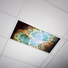 Fluorescent Light Cover for Classroom Ceiling Lights - Premium Backlit Film Insert 2x4 (22.38"x46.5") Florescent Fixture (Pack of 1) School, Office, Sensory, Improve Focus, Eliminate Headaches, Nebula