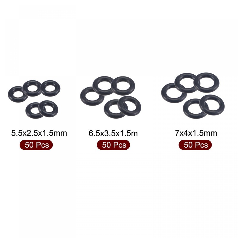 sourcing map Nitrile Rubber O-Rings 5.5mm 6.5mm 7mm OD 2.5mm