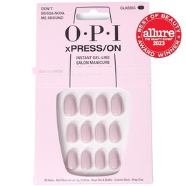 OPI OPI xPRESS/ON Don't Bossa Nova Me Around | Gray Neutral Short Round Press On Nails | With Nail Glue | Long Lasting, Reusable, Non-damaging