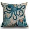 Smooffly Octopus Cushion Cover Cotton Linen Pillowcase Square Throw Pillow