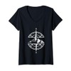 Womens Compass Rose Mountain Scene Hiking Backpacking Nature Lover V-Neck