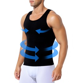 Arjen Kroos 3 Pack Mens Compression Tank Top Shirts White Athletic Undershirt Body Shaper Tummy Control Shirt for Men