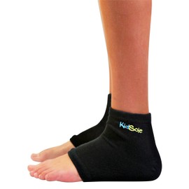 KidSole RX Gel Sports Sock for Kids with Heel Sensitivity from Severs Disease, Plantar Fasciitis. US Kid's Sizes 2-7 (Black)