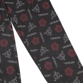 Bioworld Supernatural Logo & Runes All-Over Print Men's Black Sleep Pajama Pants - Large