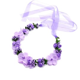 Rockreyoa Flower Wreath Flower Headband Hair Flower Crown Artificial Flowers Adjustable Headpiece Hair Bands Bridal Headpiece for Women Festival Wedding Ceremony Party Photography Props Purple