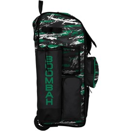 Boombah Rolling Superpack Baseball/Softball Gear Bag - Telescopic Handle - Holds 4 Bats - Wheeled Version - Razor Black/Kelly Green/White