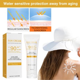 Sun Cream SPF 90, Sun Protection Milk, Skincare Sunscreen, Moisturising Sun Protection Cream, Very Light for All Skin Types