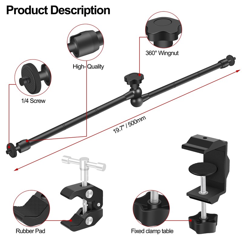 Toolour Helping Hands Soldering Clamp, 19.7” Magic Arm, Flexible Articulating