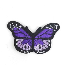 PURPLE Butterfly Iron on Embroidered Patches Sew Applique Repair Patch 1586