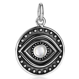 MATERIA by Matthias Wagner Women's Eye Pendant 925 Silver with Shell Antique, Silver