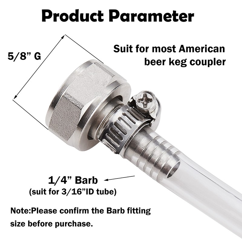LitKiwi 4PCS Keg Coupler Barb Connector,Stainless Steel 304 Beer Kegerator