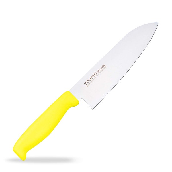 Tojiro F-152R Santoku 6.7 inches (170 mm), Yellow, Made in Japan, Molybdenum Vanadium Steel, Double-Edged, Versatile Knife, For Meat, Fish, Vegetables, Antibacterial Handle, HACCP Compatible, Color