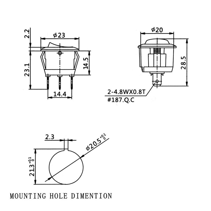 CABLEPELADO Rocker Switch 2 Way 3 Way Switch 3 Pole