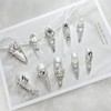 [Handmade Nail Tips] Wedding Nail Crystal Butterfly Nail - Stiletto
