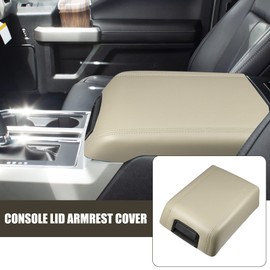 X AUTOHAUX Car Center Console Lid Armrest Seat Box Cover Protector for Ford F-150 2004-2008 Armrest Cover Pad Faux Leather Beige