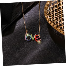 SAFIGLE 1pc Love Necklace Charm Necklace Crystals Necklaces Letter Necklaces Letters Chain Necklace Rhinestone Pendant Necklace Diamond Charm Word Pendant Necklace Gold Filled Necklace