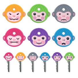 XUANYUQL 6 Pcs Key Caps Covers Cute Monkey Key Covers Fits Most Standard keys Made for Easy Identifying Door Keys,Random Color,Blue,Green,Purple Multicolor, Blue, Green, Or Purple, 3*2.5*0.5