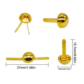 300 Pieces Paper Fasteners Brads Round Fasteners for Art Crafting School Project Decorative Scrapbooking Crafts Making DIY Supplies 8 x 15mm (Gold)
