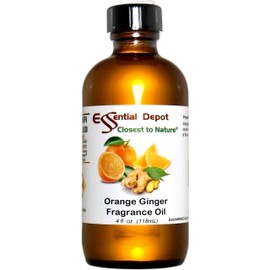 Essential Depot Orange Ginger Fragrance Oil - Supplied in 4 oz. Amber Glass Bottle with Black Phenolic Cone Lined and Safety Sealed Cap