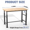 WALMANN Heavy Duty Adjustable Height Workbench 47.5" x 23.5", Rubber